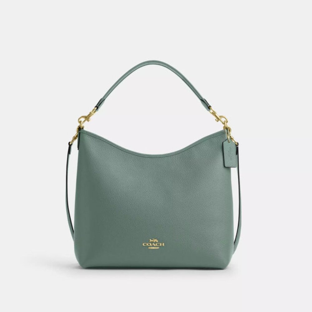 NWT Coach Pebble Leather Laurel Large Shoulder Bag CY684 IM/Sage
